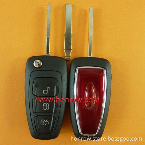 3 button remote flip key blank ( Red Color) for FORD FOCUS